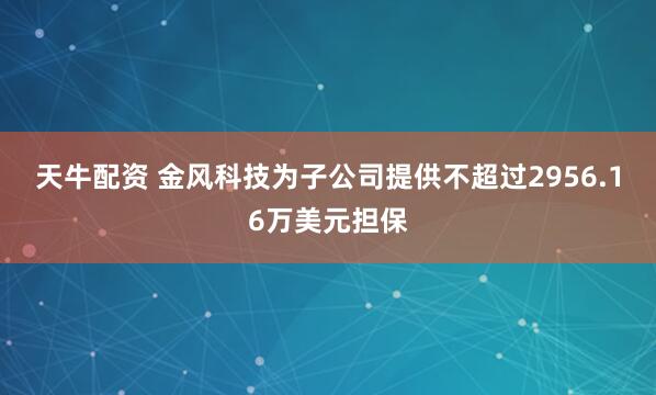 天牛配资 金风科技为子公司提供不超过2956.16万美元担保