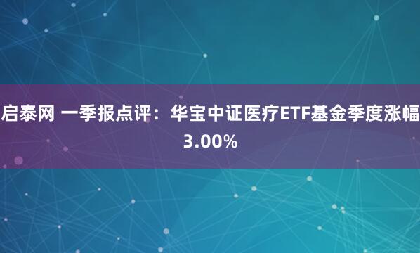 启泰网 一季报点评：华宝中证医疗ETF基金季度涨幅3.00%