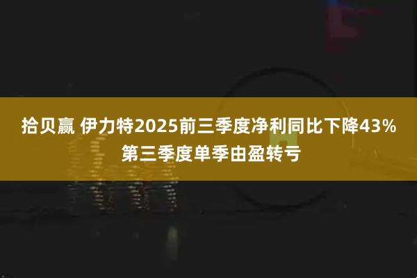 拾贝赢 伊力特2025前三季度净利同比下降43% 第三季度单季由盈转亏